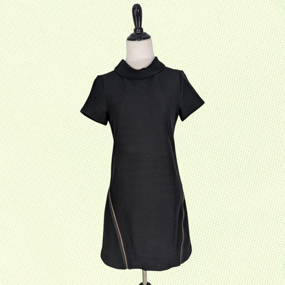 Theory Vyla Comfort Sweater Dress Womens 2 Knit Short Sleeve Zipper‎ Wool Blend